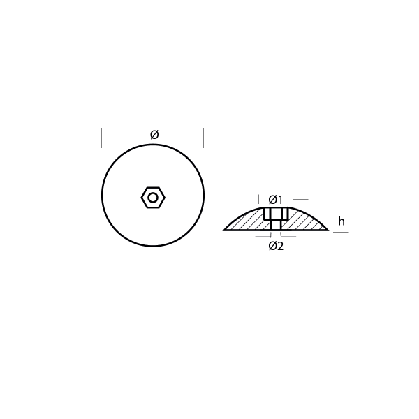 Tecnoseal R1 Rudder Zinc Twin Disc Anodes 47mm for Rudders, Trimtabs and Hulls - Image 2